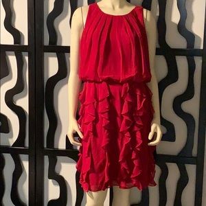 NWT Coldwater Creek Red Ruffle Cascade Dress
